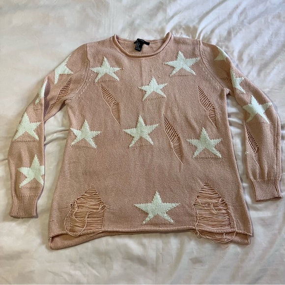 Forever 21 Coral Distressed Knit Sweater - Picture 3 of 10